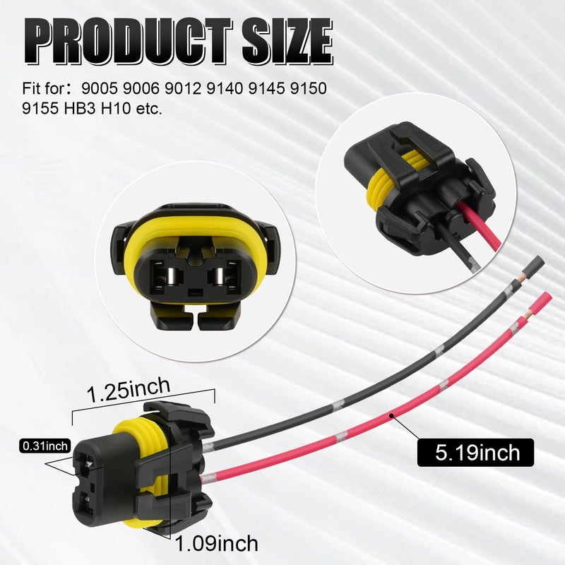 iBrightstar Nylon 9005 9006 9012 9145 H10 Female Adapter Wiring Harness Sockets Wire for Headlights Fog Lights - Image 3